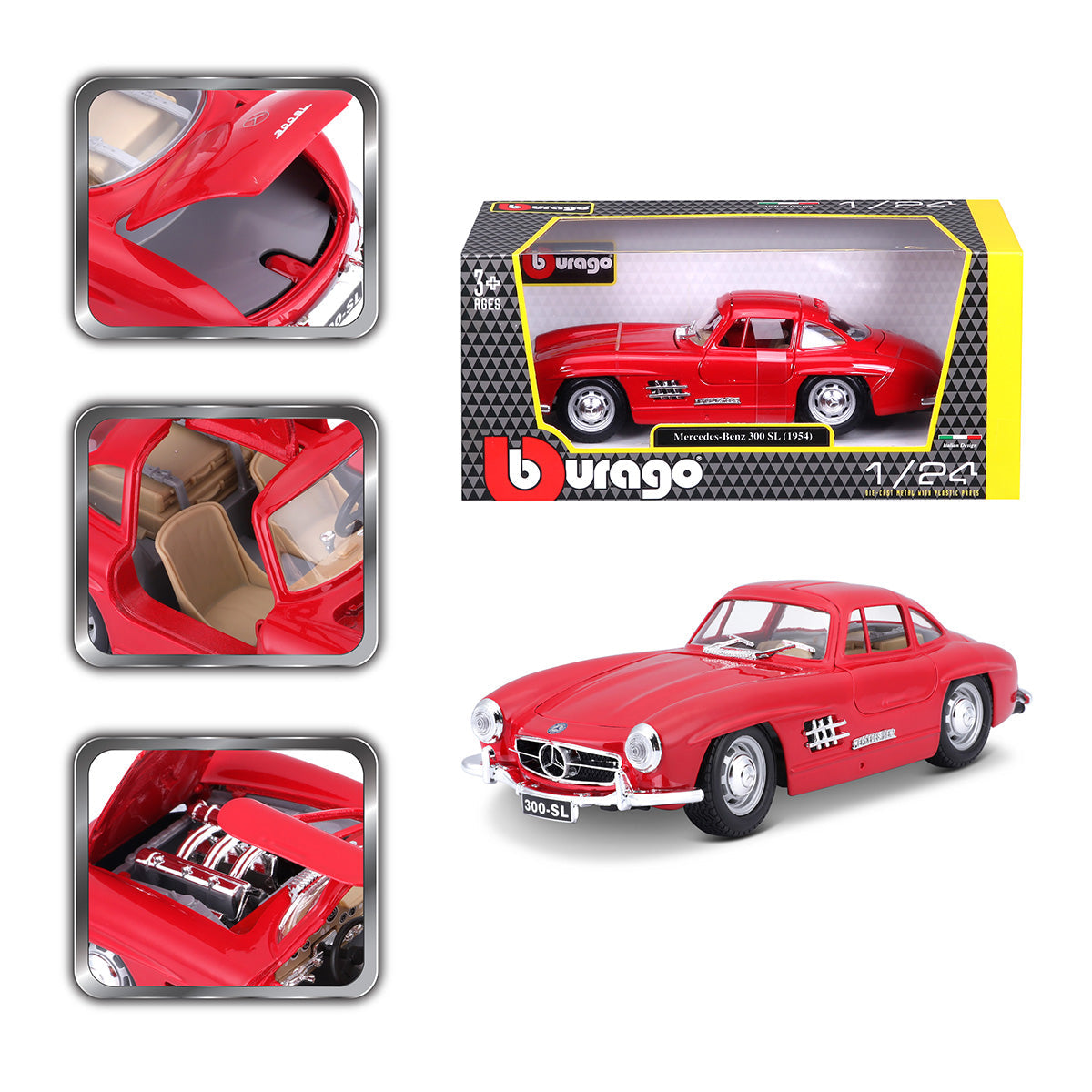 Bburago Mercedes Benz 300SL Red - 1:24