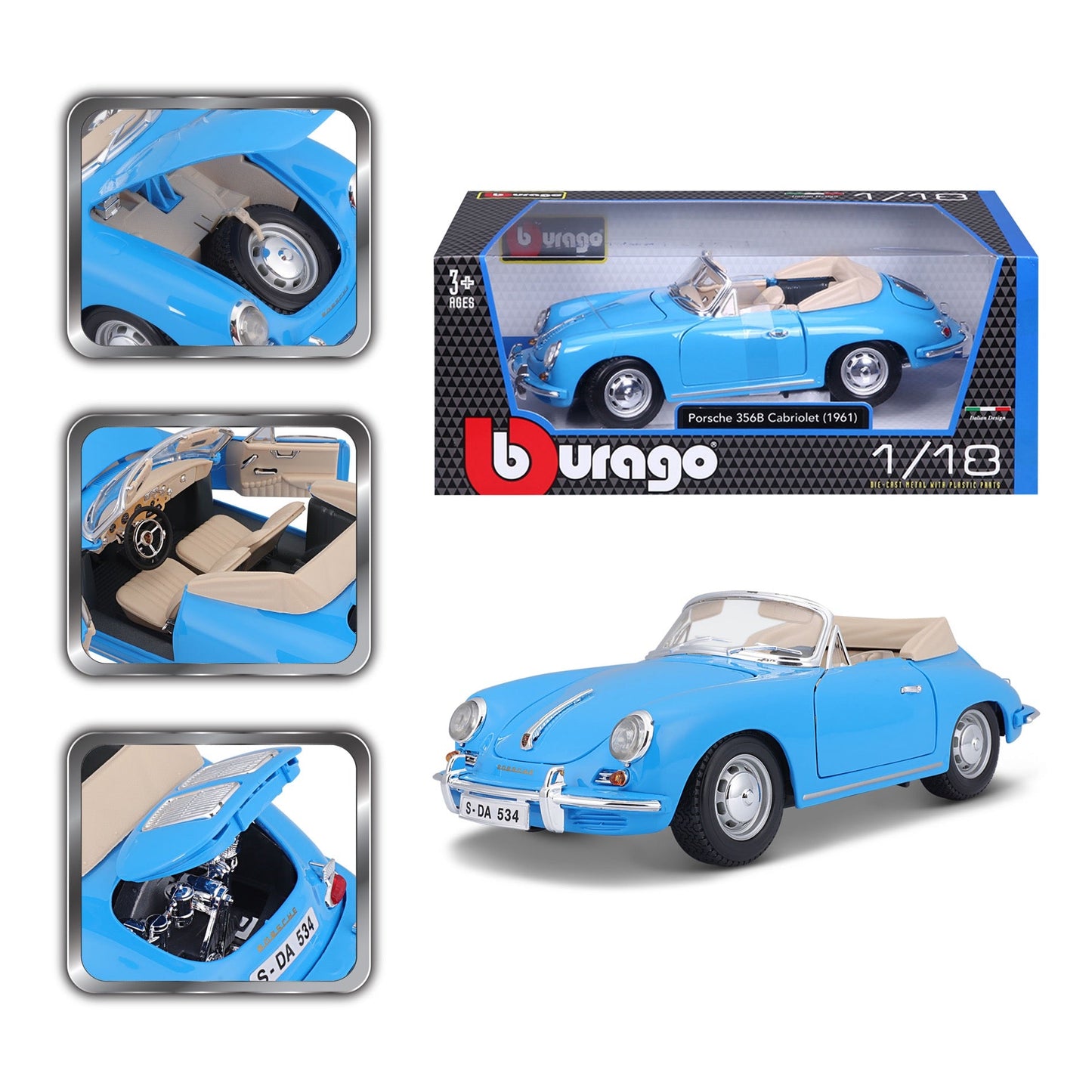 Bburago Porsche 356B Cabriolet 1:18