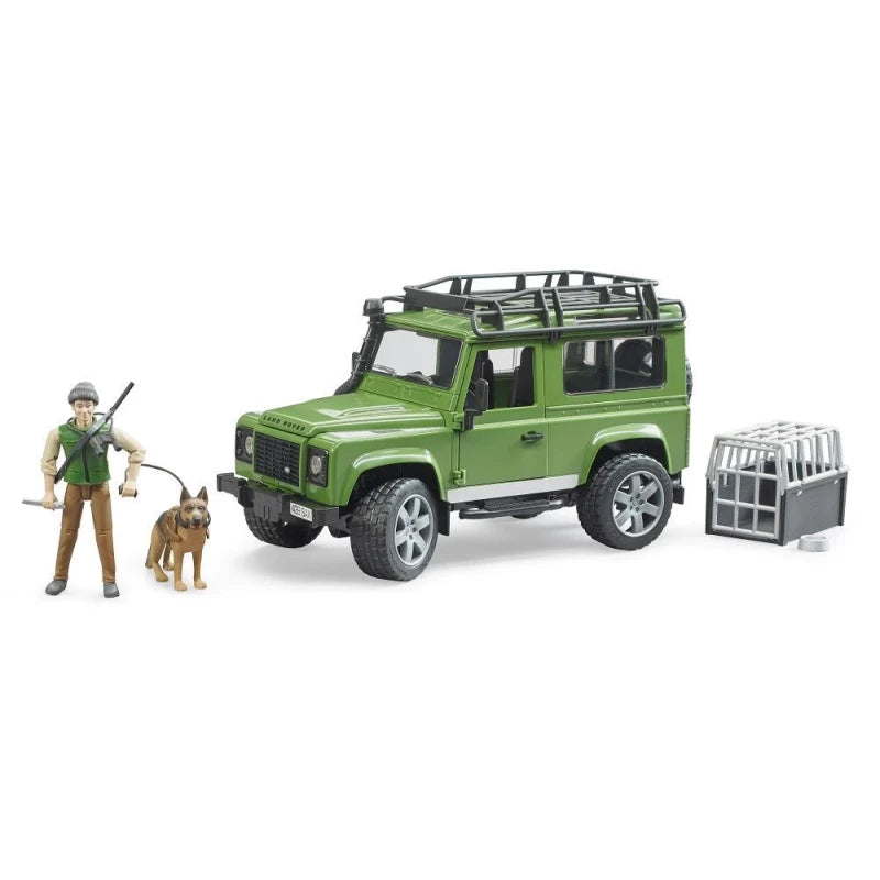 Bruder Land Rover Defender with Forester and Dog