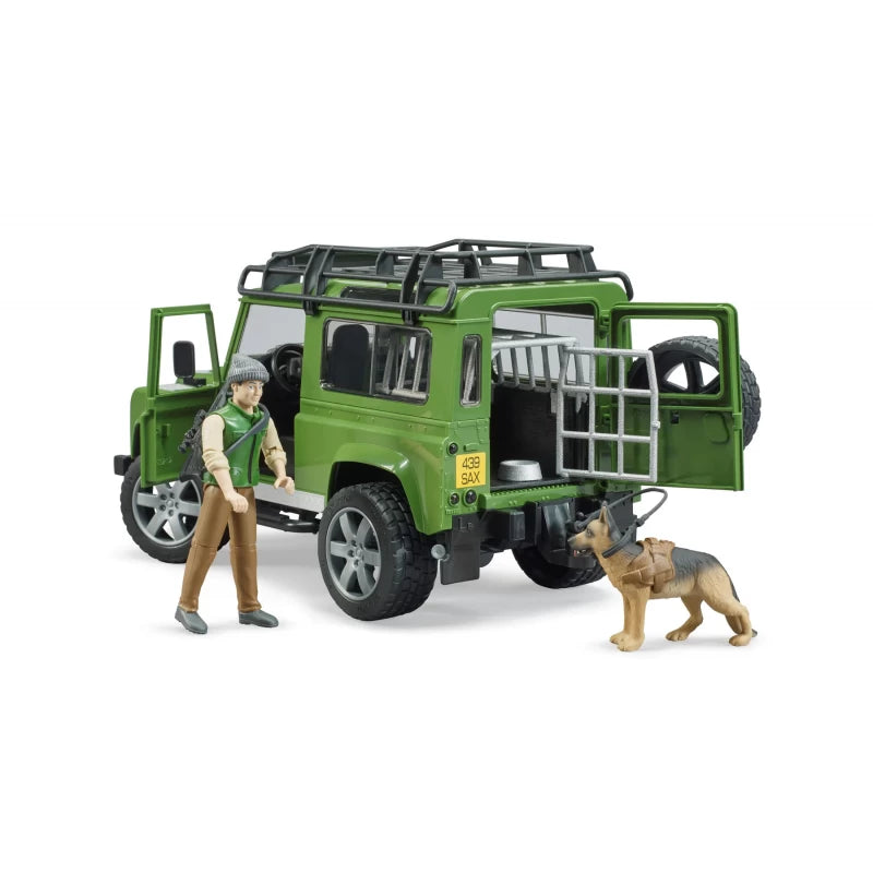 Bruder Land Rover Defender with Forester and Dog