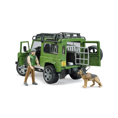 Bruder Land Rover Defender with Forester and Dog