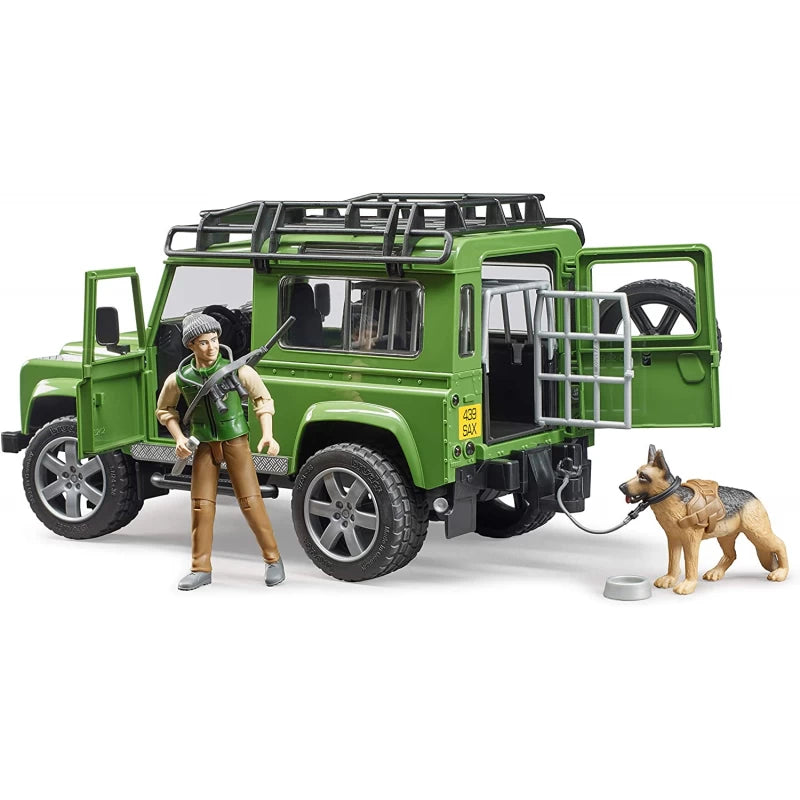 Bruder Land Rover Defender with Forester and Dog