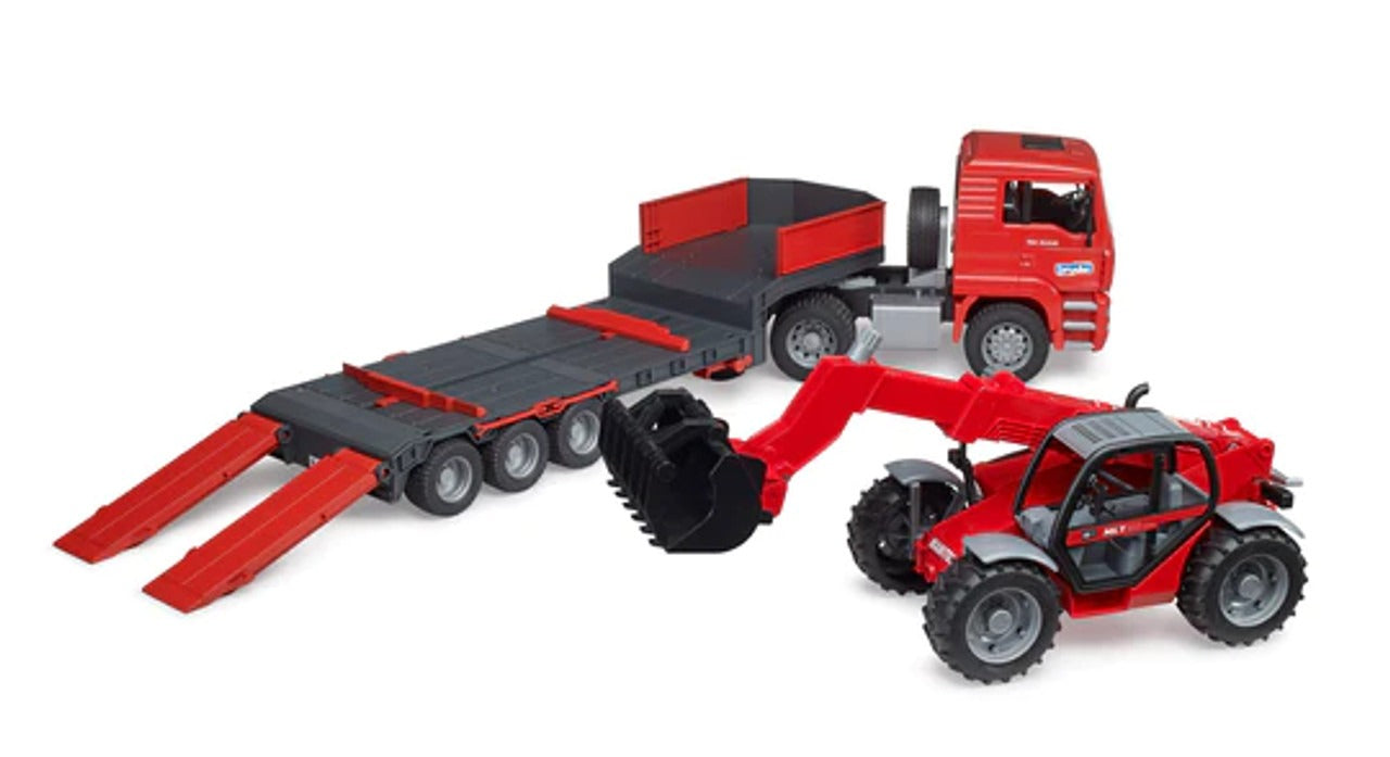 Bruder MAN TGA Low Loader Truck with Manitou