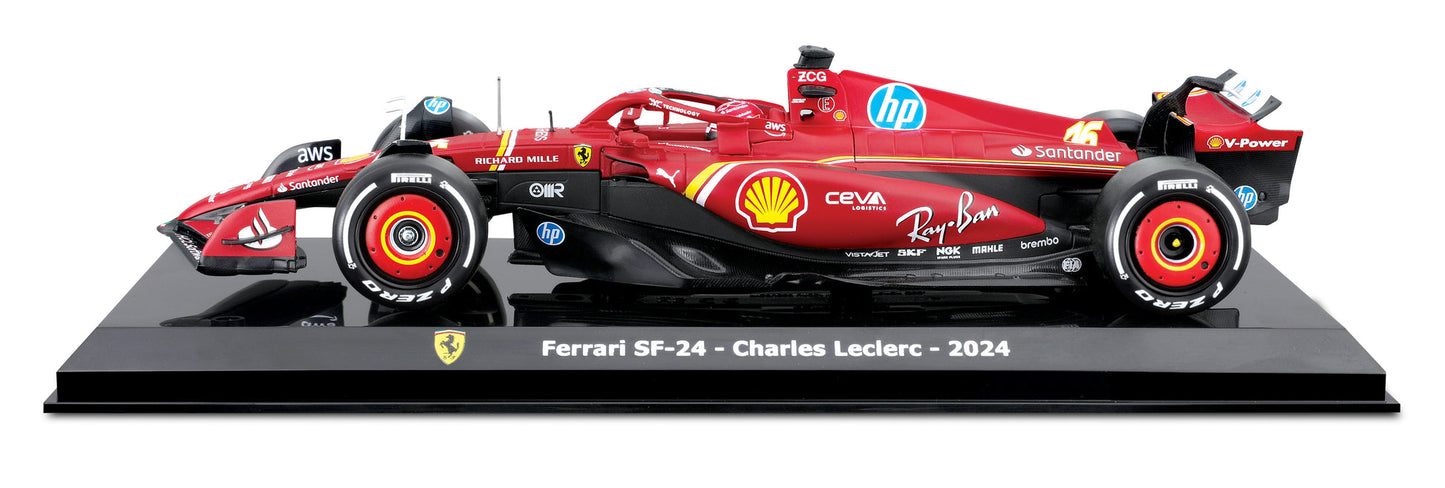 BBurago Assembly Kit Ferrari SF-24 2024 #16 Charles Leclerc F1 2024 – Scale 1:24 - Wild Willy