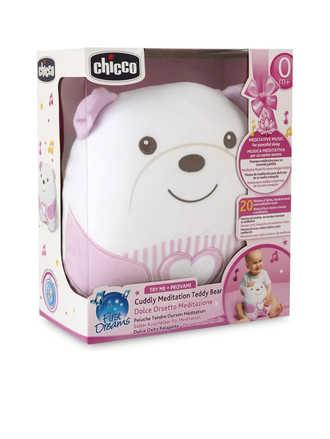CHICCO Cuddly Meditation Teddy Bear Pink