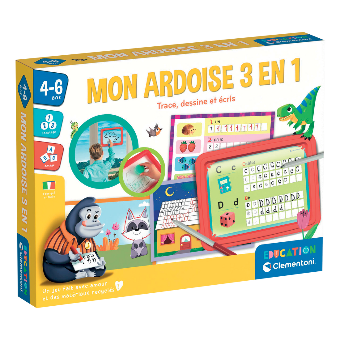CLEMENTONI MON ARDOISE 3IN1 TRACE DESSINE ET ECRIS