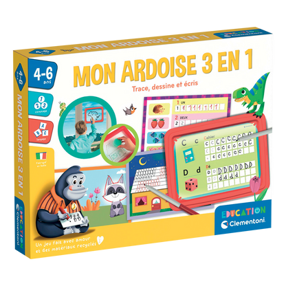 CLEMENTONI MON ARDOISE 3IN1 TRACE DESSINE ET ECRIS