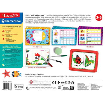 CLEMENTONI MON ARDOISE 3IN1 TRACE DESSINE ET ECRIS