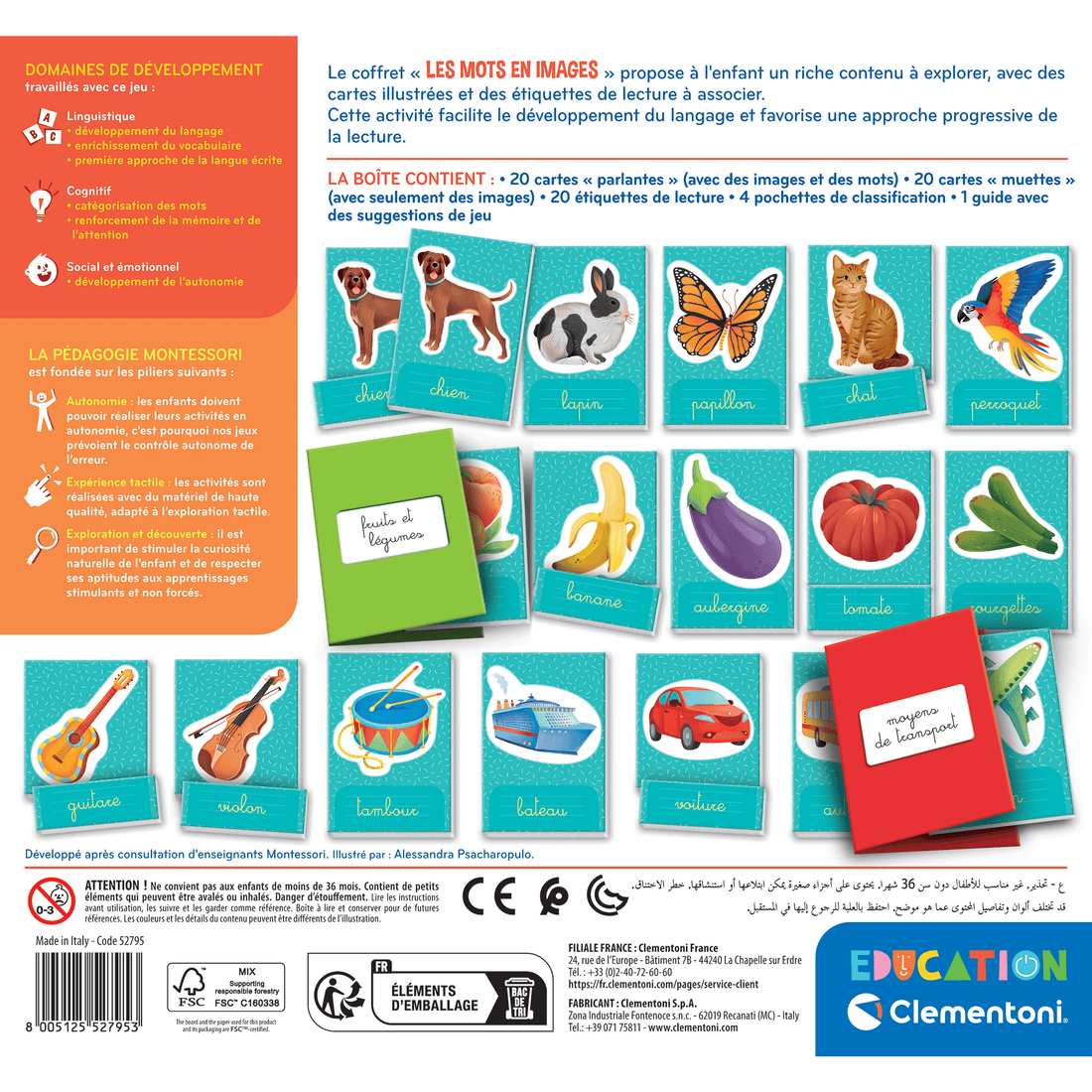 Clementoni Montessori Les Mots En Images Educational Puzzle