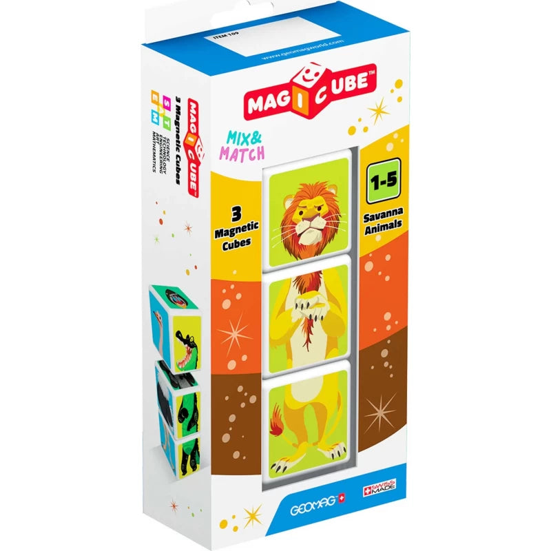 GEOMAG Magicube Mix & Match Savanna Cubes Animals - Wild Willy
