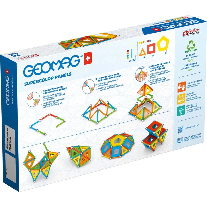 Geomag Classic Panels 100% Recycled 78 Pieces Magnetic Construction Set - Wild Willy