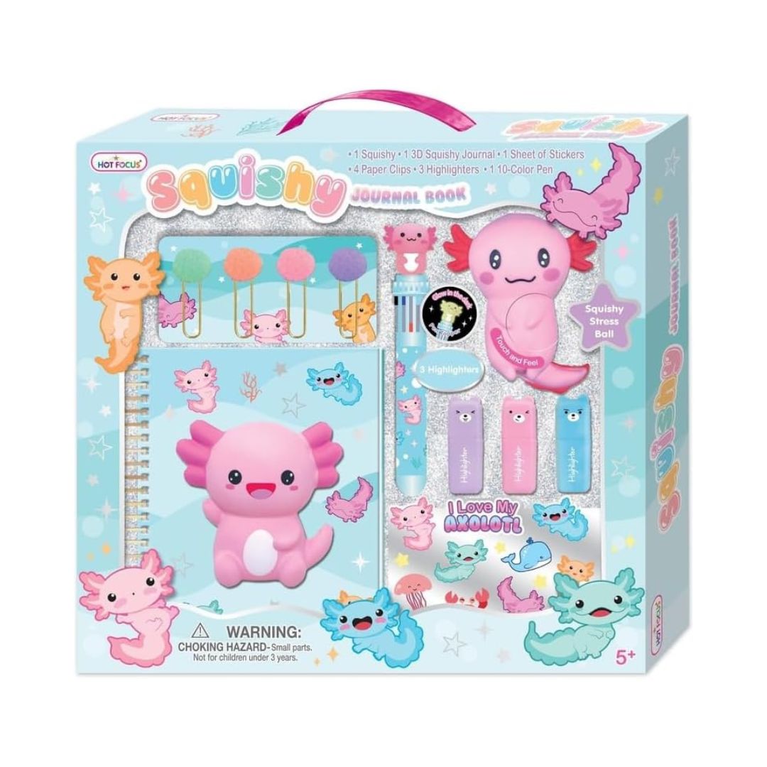 Hot Focus Squishy Journal Book Set - Axolotl Theme - Wild Willy