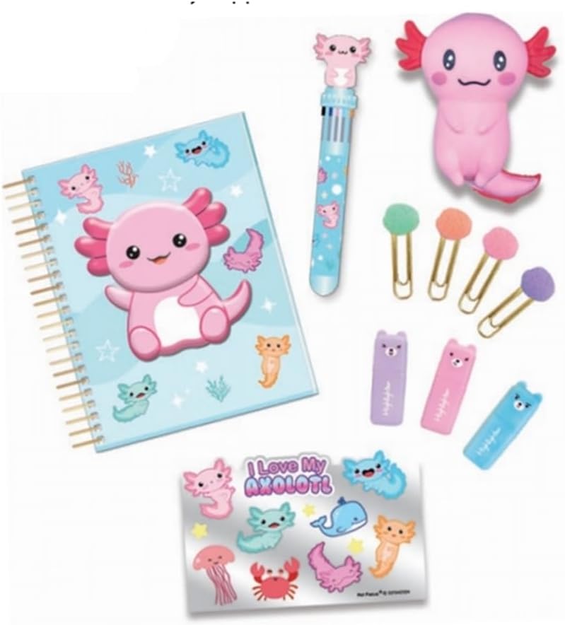 Hot Focus Squishy Journal Book Set - Axolotl Theme - Wild Willy