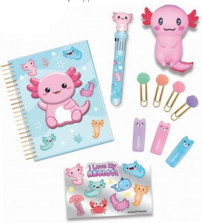 Hot Focus Squishy Journal Book Set - Axolotl Theme - Wild Willy