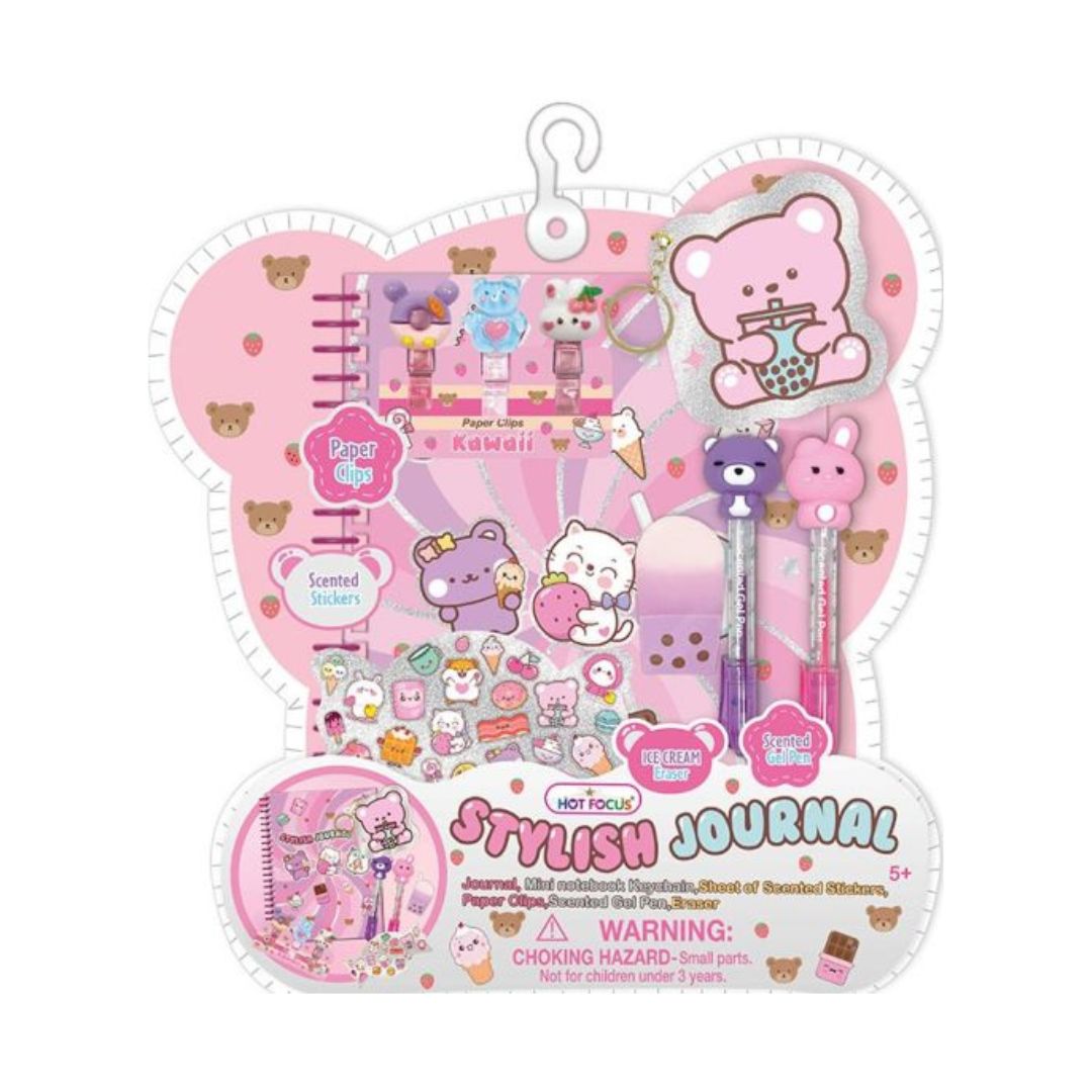 Hot Focus Stylish Journal – Kawaii Critter & Boba Theme - Wild Willy