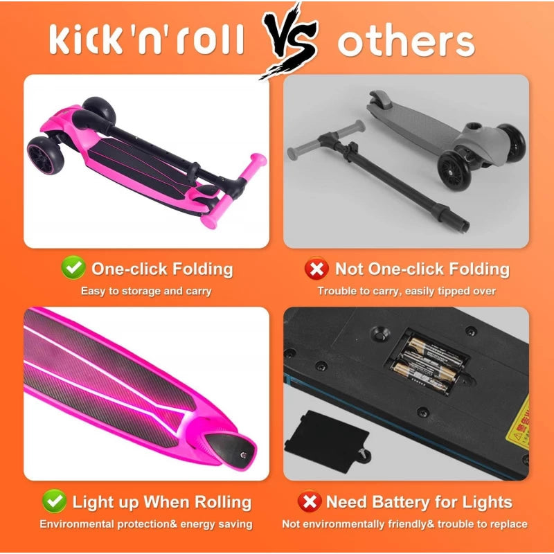 KICK N ROLL 3 Wheels Foldable Ferrari Style Scooter