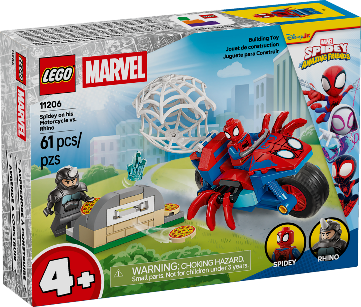 LEGO Marvel Spidey On His Motorcycle VS Rhino 11206