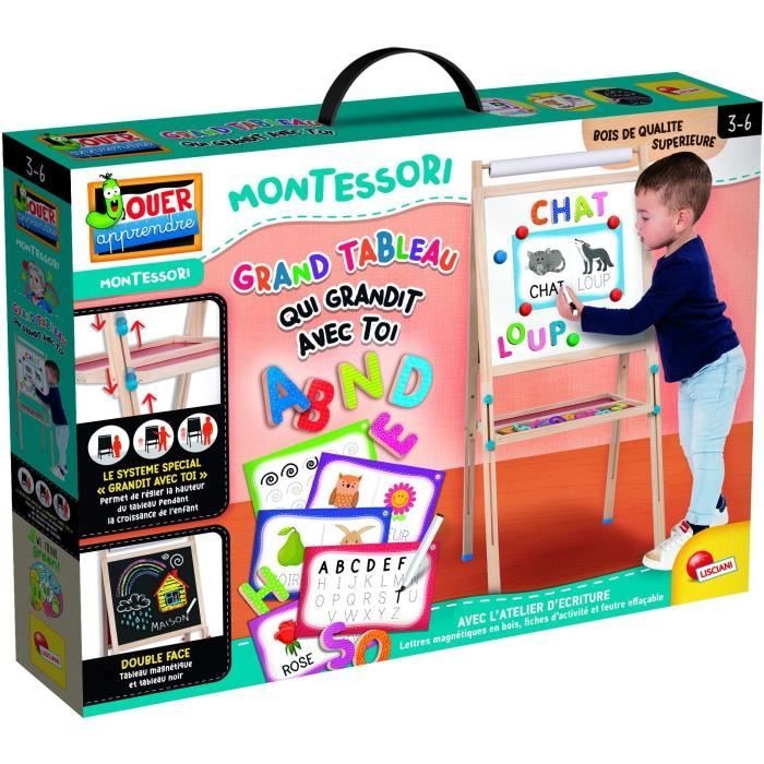 Lisciani Giochi Montessori Large Double-Sided Magnetic Wooden Board