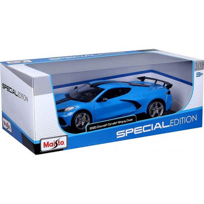 Maisto Chevrolet Corvette Stingray High Wing 2020 Coupe Blue 1:18 Diecast