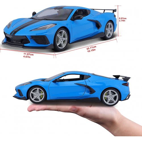 Maisto Chevrolet Corvette Stingray High Wing 2020 Coupe Blue 1:18 Diecast