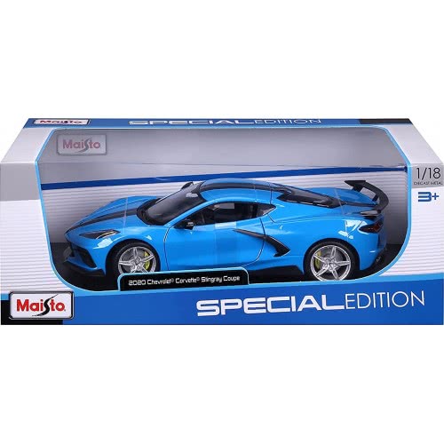 Maisto Chevrolet Corvette Stingray High Wing 2020 Coupe Blue 1:18 Diecast