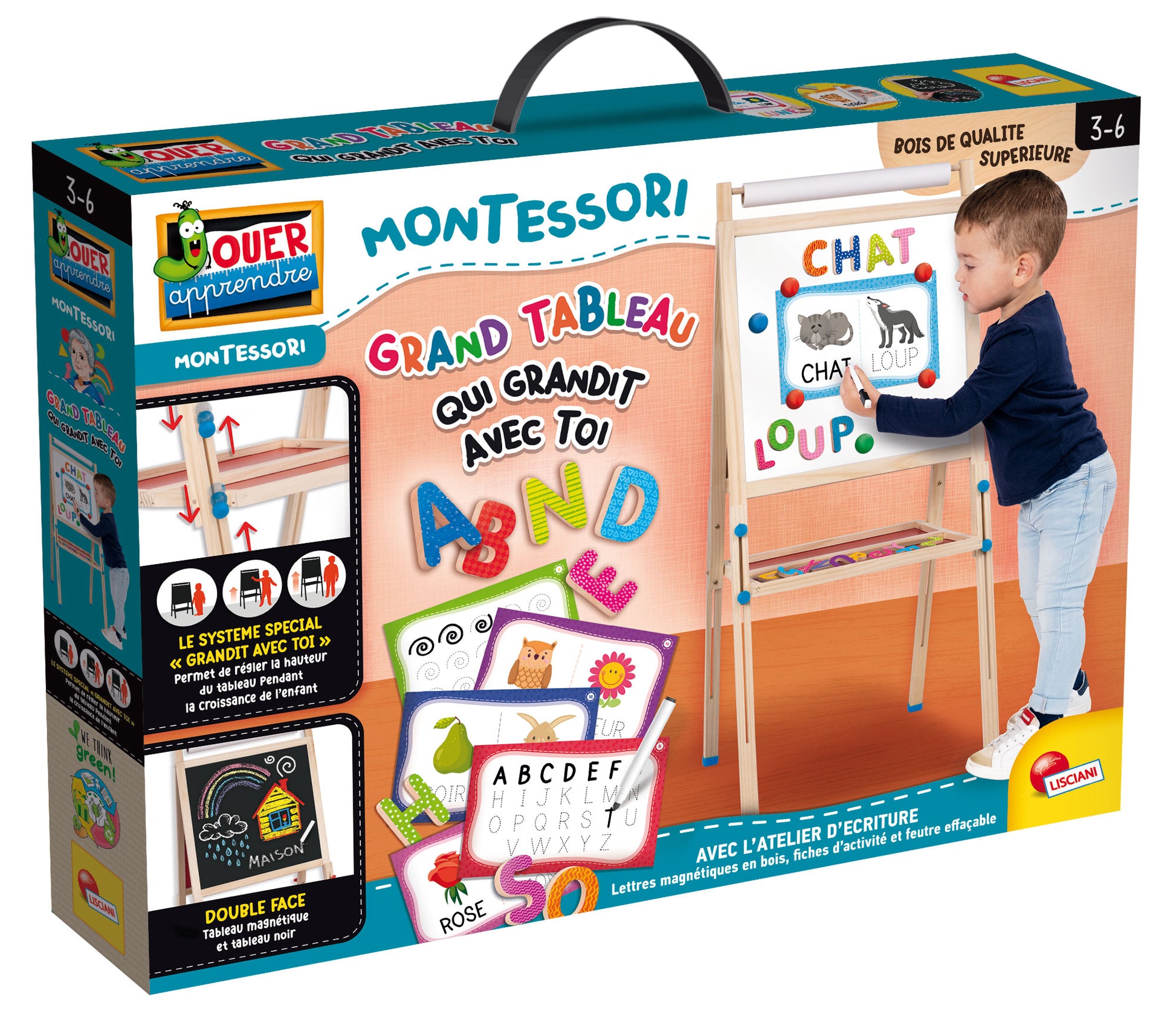 Montessori Grand Tableau Double Face Magnetique En Bois 3-6 ans - Wild Willy