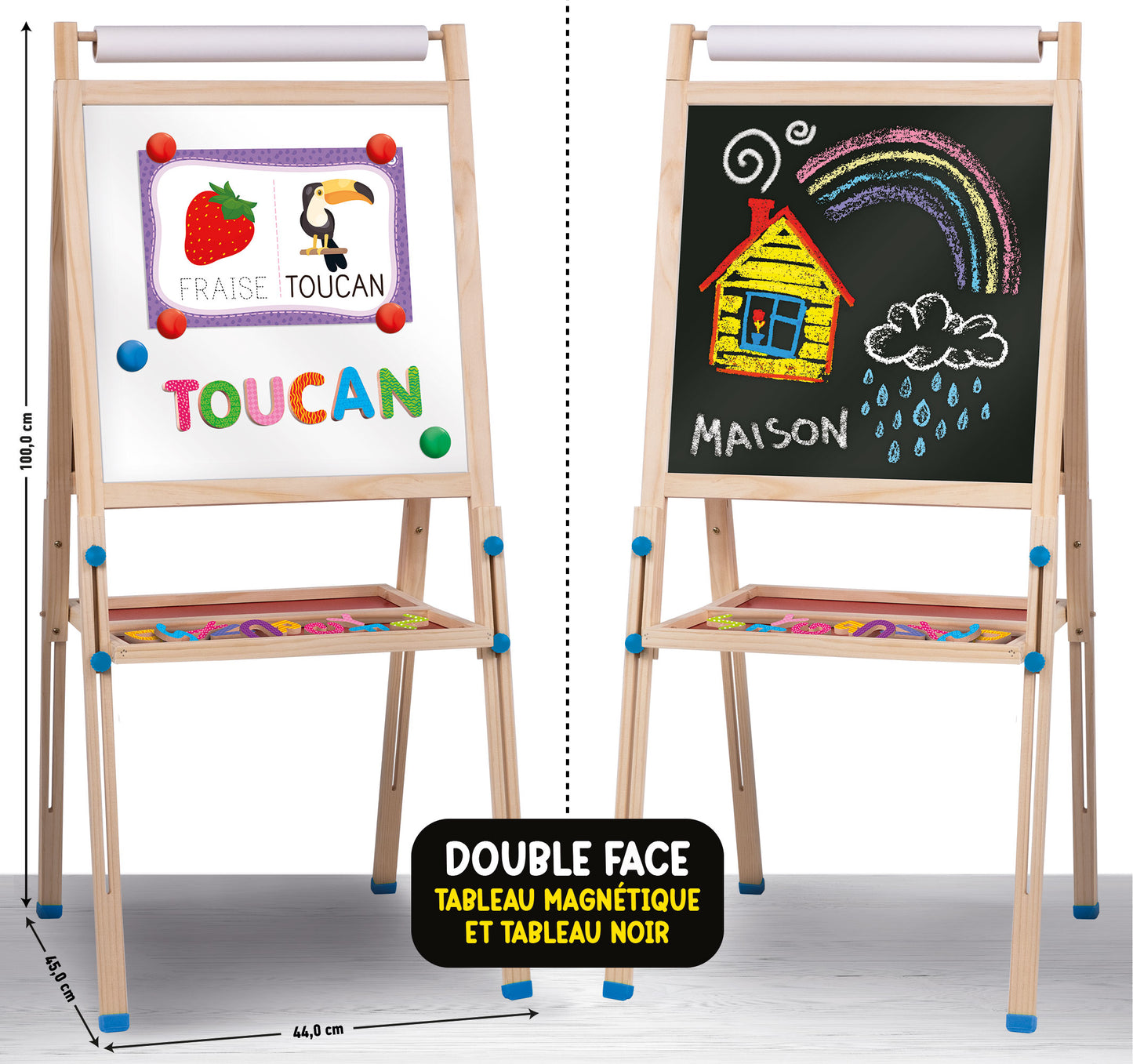 Montessori Grand Tableau Double Face Magnetique En Bois 3-6 ans - Wild Willy