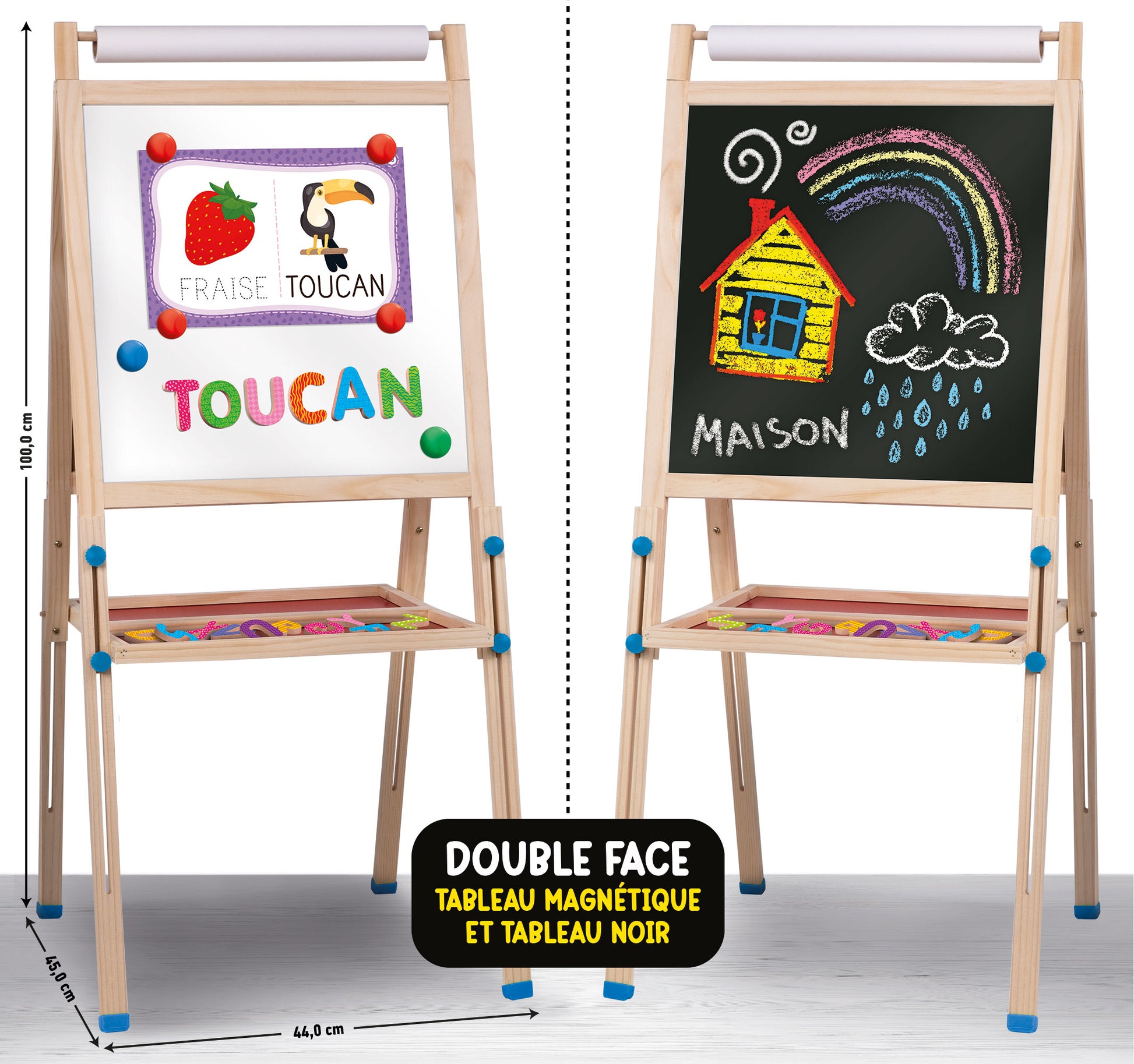 Montessori Grand Tableau Double Face Magnetique En Bois 3-6 ans - Wild Willy