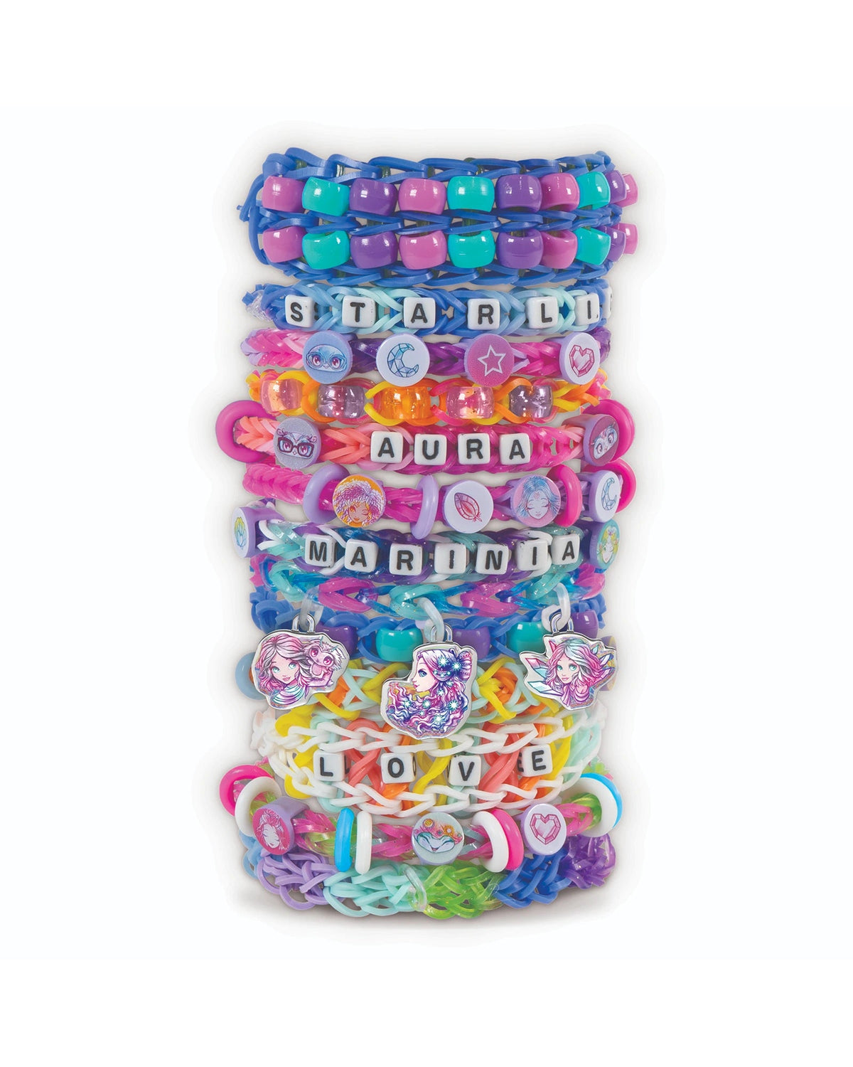 Nebulous Stars Rainbow Loom Bracelet Making Kit with 3200 Rubber Bands, 2 Auto Looms & 2 Mighty Looms - Wild Willy