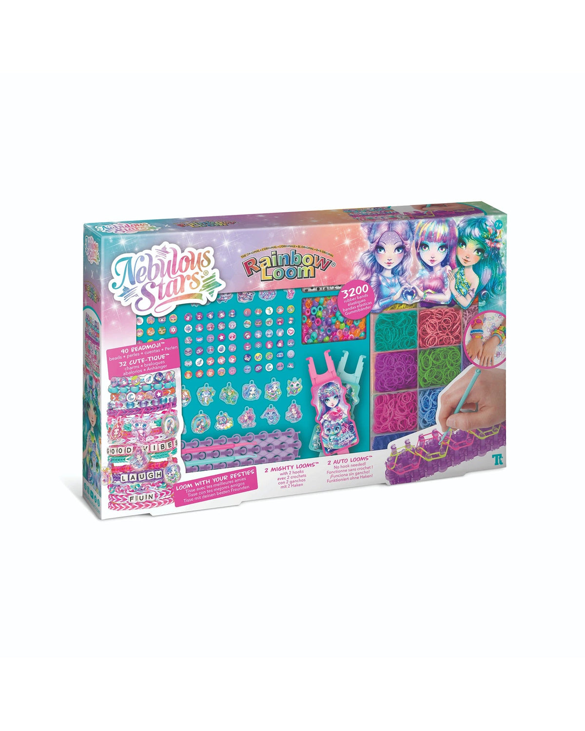 Nebulous Stars Rainbow Loom Bracelet Making Kit with 3200 Rubber Bands, 2 Auto Looms & 2 Mighty Looms - Wild Willy