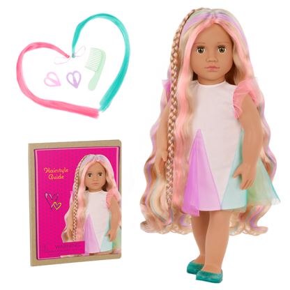 OUR GENERATION  Tessie “From Hair to There”  18'' Hair Grow Doll with Extendable Braid