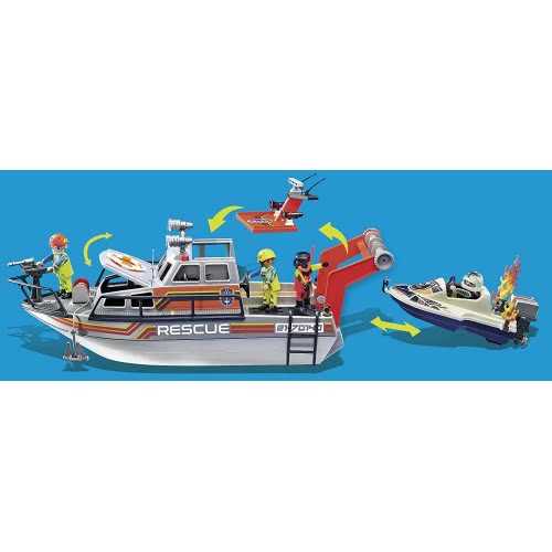 PLAYMOBIL City Action Sea Rescue Fire Fighter Boat