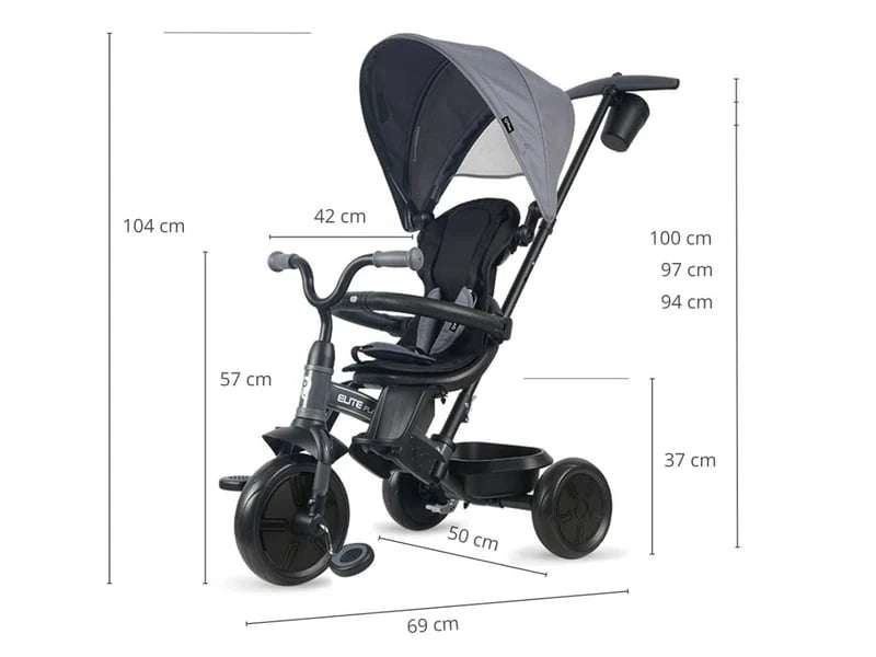 Qplay Elite Platinum Child Grey Tricycle Reversing Seat - Grey - Wild Willy