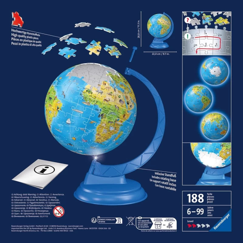 Ravensburger 3D Puzzle Illuminated Globe - Wild Willy