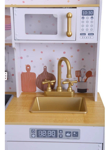 Wooden Play Kitchen with 6 Accesories