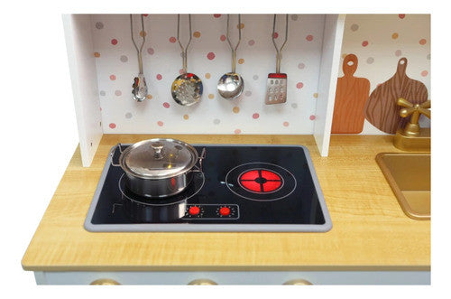 Wooden Play Kitchen with 6 Accesories