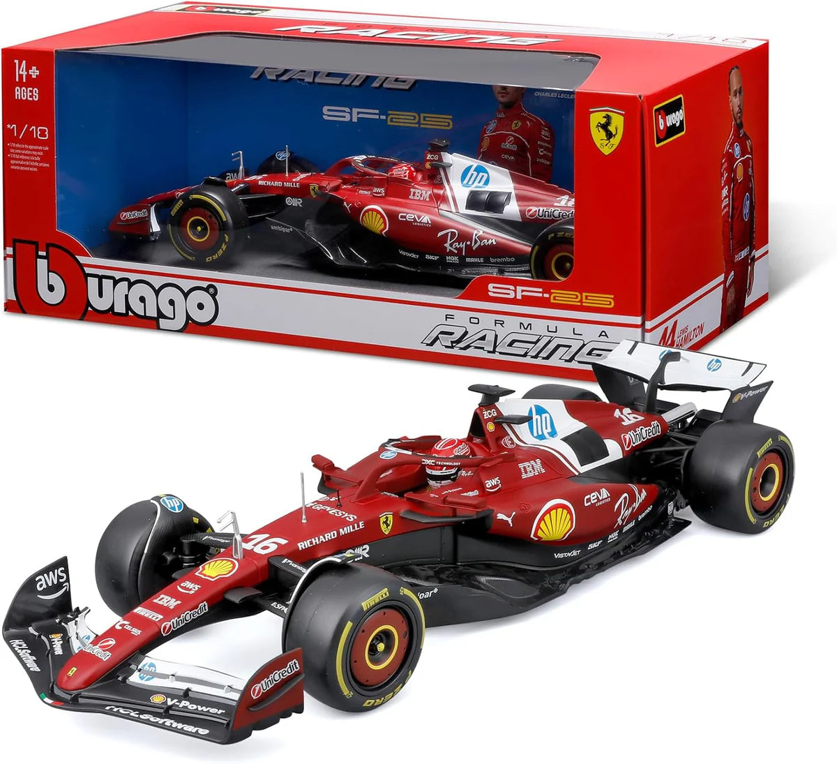 Bburago Ferrari SF-25 F1 2025 #16 C. Leclerc Diecast Model Car 1:18 - Wild Willy